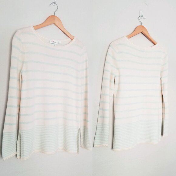 Vineyard Vines S Merino Wool Cashmere Multi Stripe Boatneck Sweater Cream $148 - Picture 15 of 16